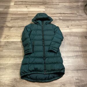 Long Teal north face Puffer Coat with Hood